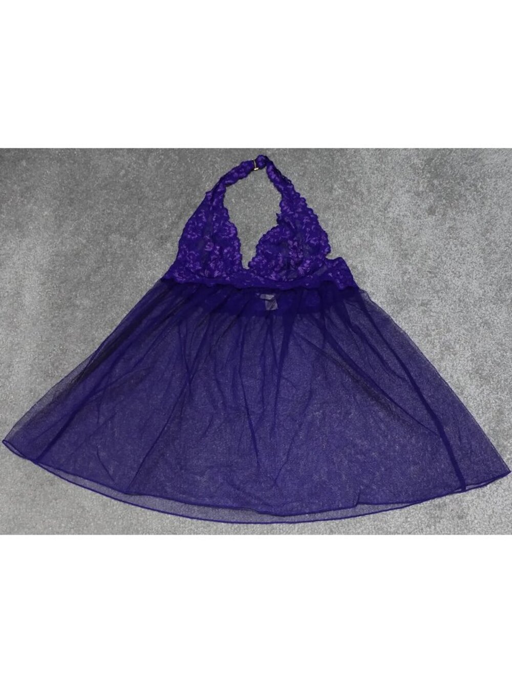 Victoria’s Secret Sheer Lingerie Top Women's Medium Purple Halter V Neck